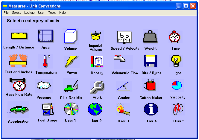Measure Unit Conversions calculator for Windows